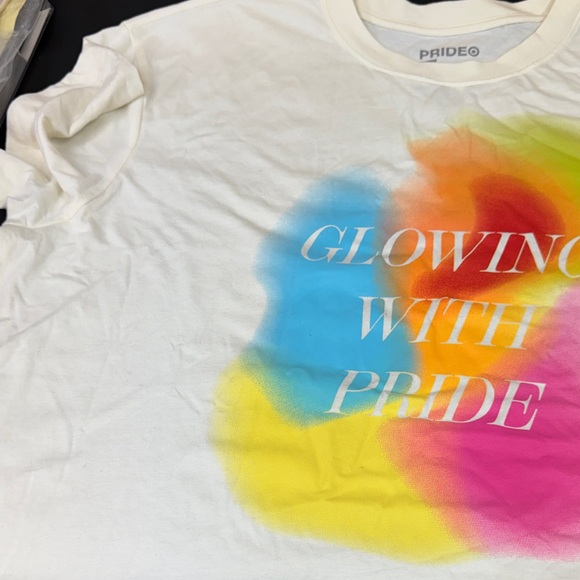 PRIDE Glowing with Pride size 1x short sleeve T-shirt and 1x yellow rainbow - Picture 2 of 4